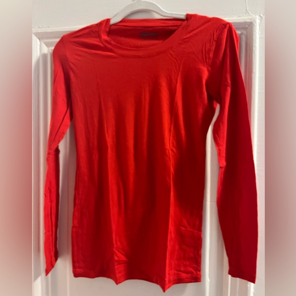 DKNY Bold Red Crew Neck Top